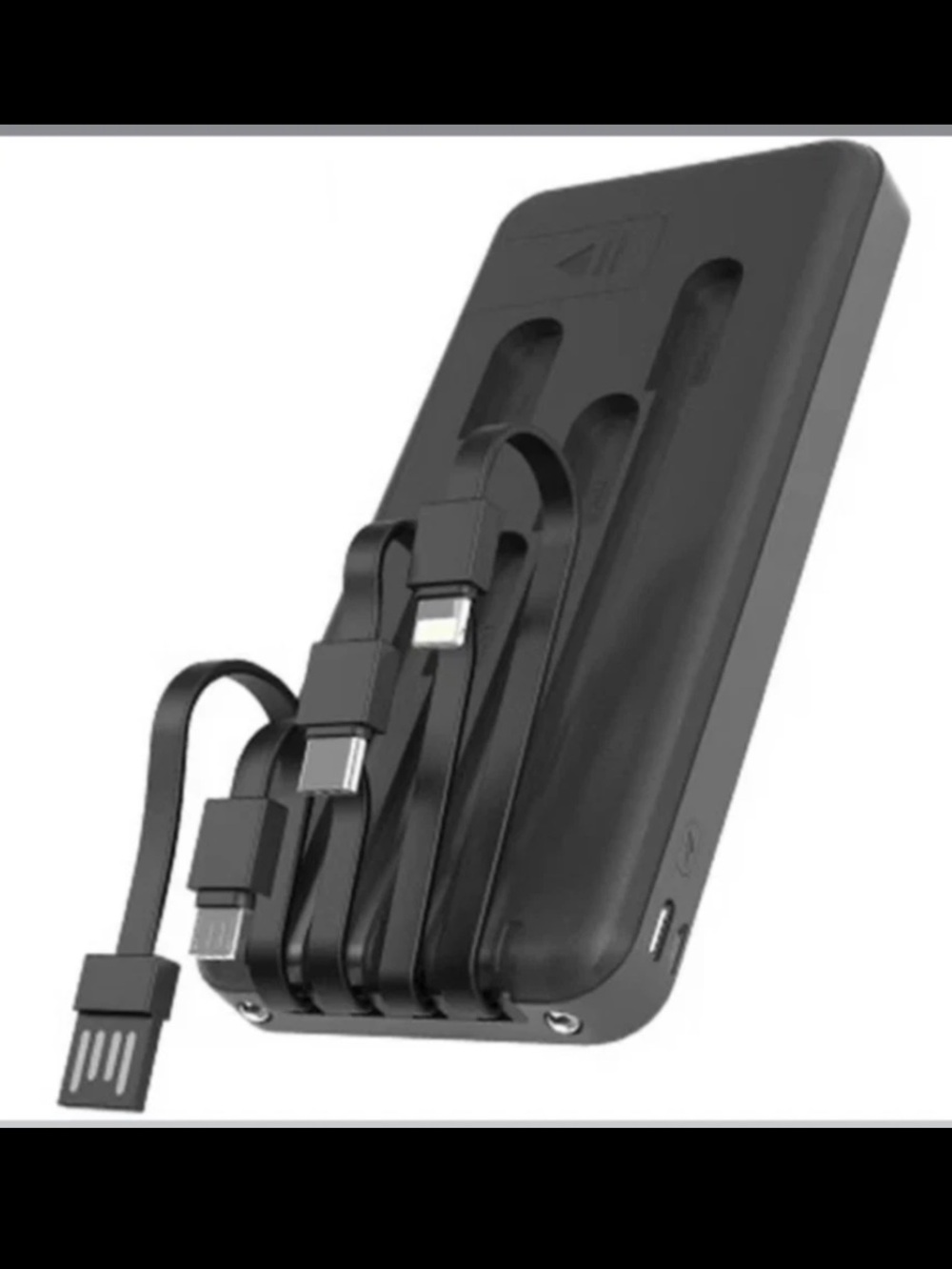 Universal Multi-Connector Portable Charger Power Bank - Black